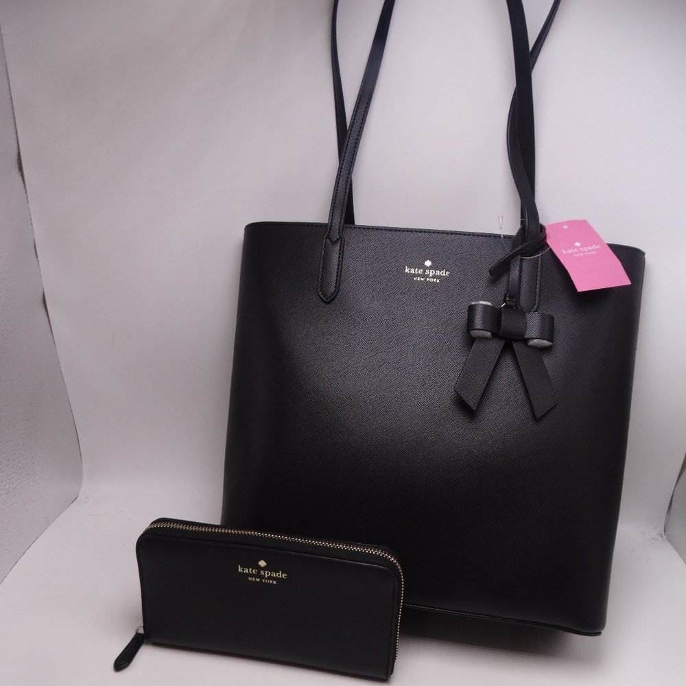 Kate Spade Brynn Saffiano PVC Tote and Large Continental Wallet New